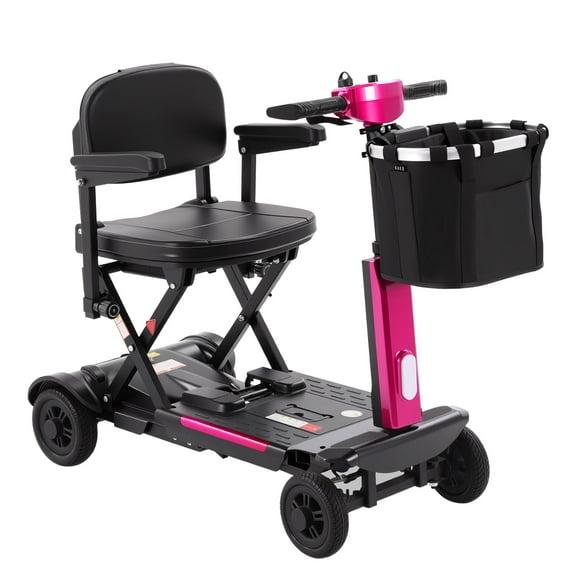 Lightweight Foldable 4-Wheel Mobility Scooter for Adults & Seniors – 15-30 Miles Long Range Electric Powered Wheelchair, 350W Motor, Removable Battery, Portable Travel Scooter for Elderly & Disabled