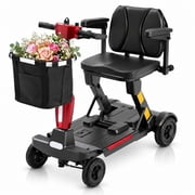 Ecomobi Lightweight Mobility Scooter for Adults & Seniors, Cruise & Airline Approved, Foldable Portable Electric Scooter, 15-Mile Range, Removable Lithium Battery, 300 lb Capacity,Red