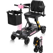 Lightweight Foldable 4-Wheel Mobility Scooter for Adults & Seniors   15-30 Miles Long Range Electric Powered Wheelchair, 350W Motor, Removable Battery, Portable Travel Scooter for Elderly & Disabled