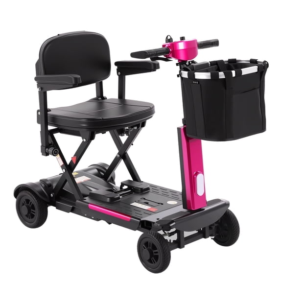 Lightweight Foldable 4-Wheel Mobility Scooter for Adults & Seniors – 15-30 Miles Long Range Electric Powered Wheelchair, 350W Motor, Removable Battery, Portable Travel Scooter for Elderly & Disabled