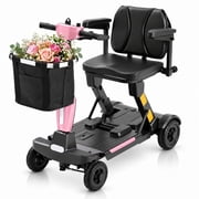 Ecomobi Lightweight Mobility Scooter for Adults & Seniors, Cruise & Airline Approved, Foldable Portable Electric Scooter, 15-Mile Range, Removable Lithium Battery, 300 lb Capacity,Pink