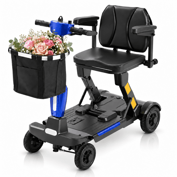 Ecomobi Lightweight Mobility Scooter for Adults & Seniors, Cruise & Airline Approved, Foldable Portable Electric Scooter, 15-Mile Range, Removable Lithium Battery, 300 lb Capacity,Blue
