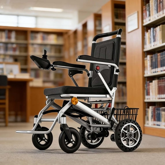 Lightweight Foldable Electric Wheelchair for Adults - 500W All-Terrain Power Wheelchair with 15-Mile Range, Senior Mobility Chair for Travel and Outdoor Use
