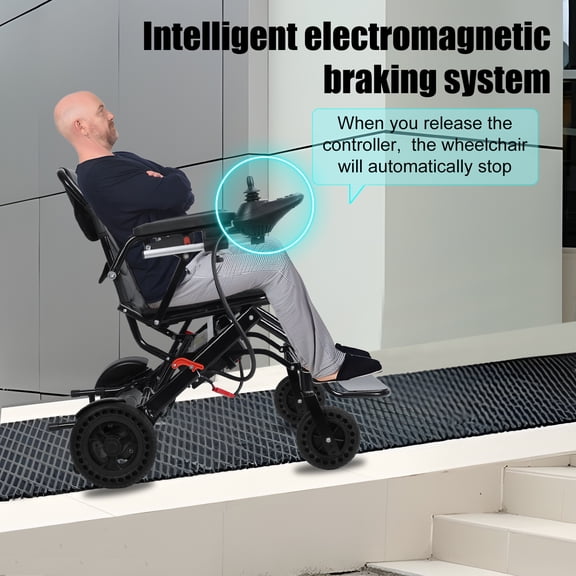 Lightweight Foldable Electric Wheelchair for Adults, 20+ Kms Range 500W Motor, Portable Elderly Wheelchair with Large Footrest & Reversible Armrests