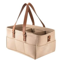 Lightweight Foldable Felt Storage Bag, Diaper Caddy Organizer for Boy or Girl Large Storage Bin Basket Portable Holder Tote Bag for Changing Table, Car, Travel, Indoor