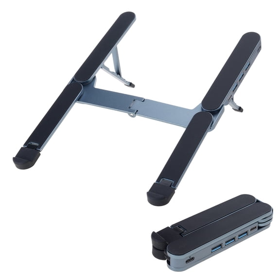 Lightweight Foldable Laptop Stand With 4 Port USB C Hub Wide Compatibility For Various Sized Electronics