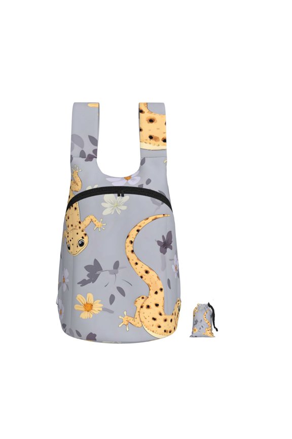 Lightweight Foldable Storage Backpack For Hiking And Everyday Useperfect For Shopping Commuting Travel Cartoon Leopard Gecko Reptile