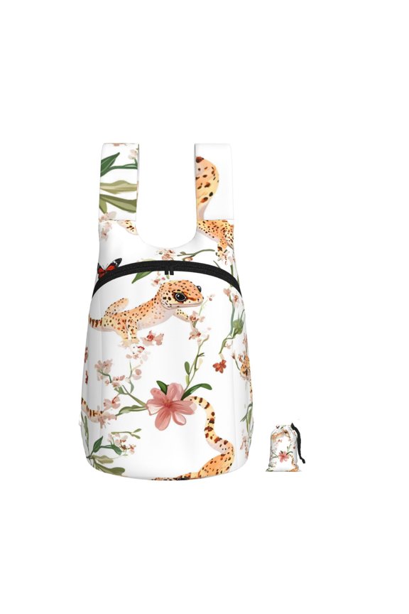 Lightweight Foldable Storage Backpack For Hiking And Everyday Useperfect For Shopping Commuting Travel Gecko Flower Butterfly