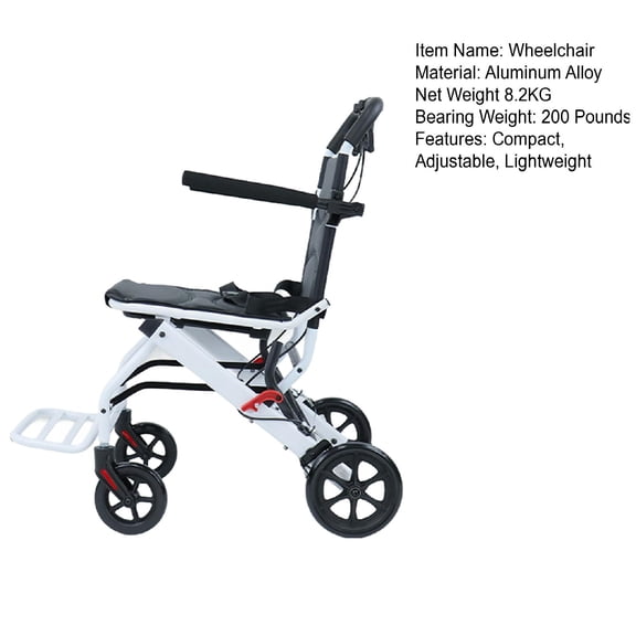 Lightweight Foldable Transport Wheelchair with Handbrakes and Wheels