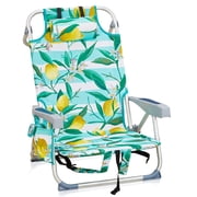 1PC,Lightweight Folding Beach Chair, Aluminum Camping Chair with 5 Position Adjustable Back & Cup Holder, Heavy Duty 600D Outdoor Lawn Chair for Picnic Sporting Events Backyard