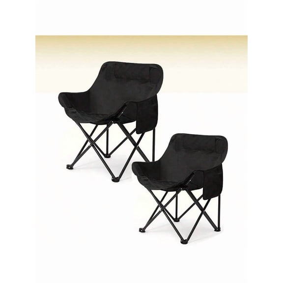 Lightweight Folding Moon Chair (260lbs Capacity) - Thick Oxford Cloth with Carrying Bag for Camping/Beach/Fishing (Black/Winter Bamboo Green)