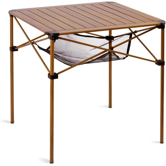 Lightweight Folding Square Table with Roll-Up Top and Carry Bag, Nature Color, Large