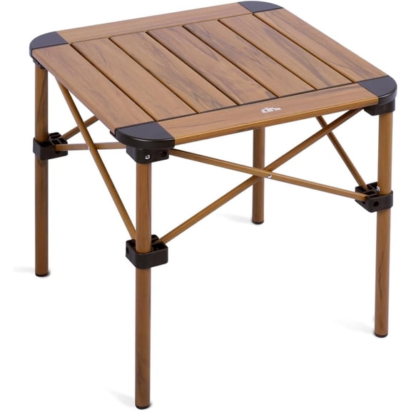 Lightweight Folding Square Table with Roll-Up Top and Carry Bag Small Nature