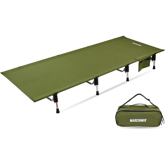 Lightweight Folding Tent Camping Cot Bed with Lever Lock, Easy Setup Portable Compact for Outdoor Travel, Hunting, Hiking, Motorcycling, Support 330Lbs (Army Green)