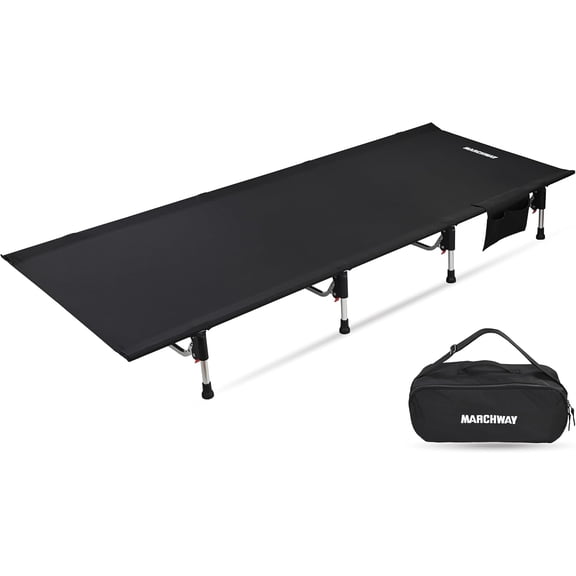 Lightweight Folding Tent Camping Cot Bed with Lever Lock, Easy Setup Portable Compact for Outdoor Travel, Hunting, Hiking, Motorcycling, Support 330Lbs (Black)