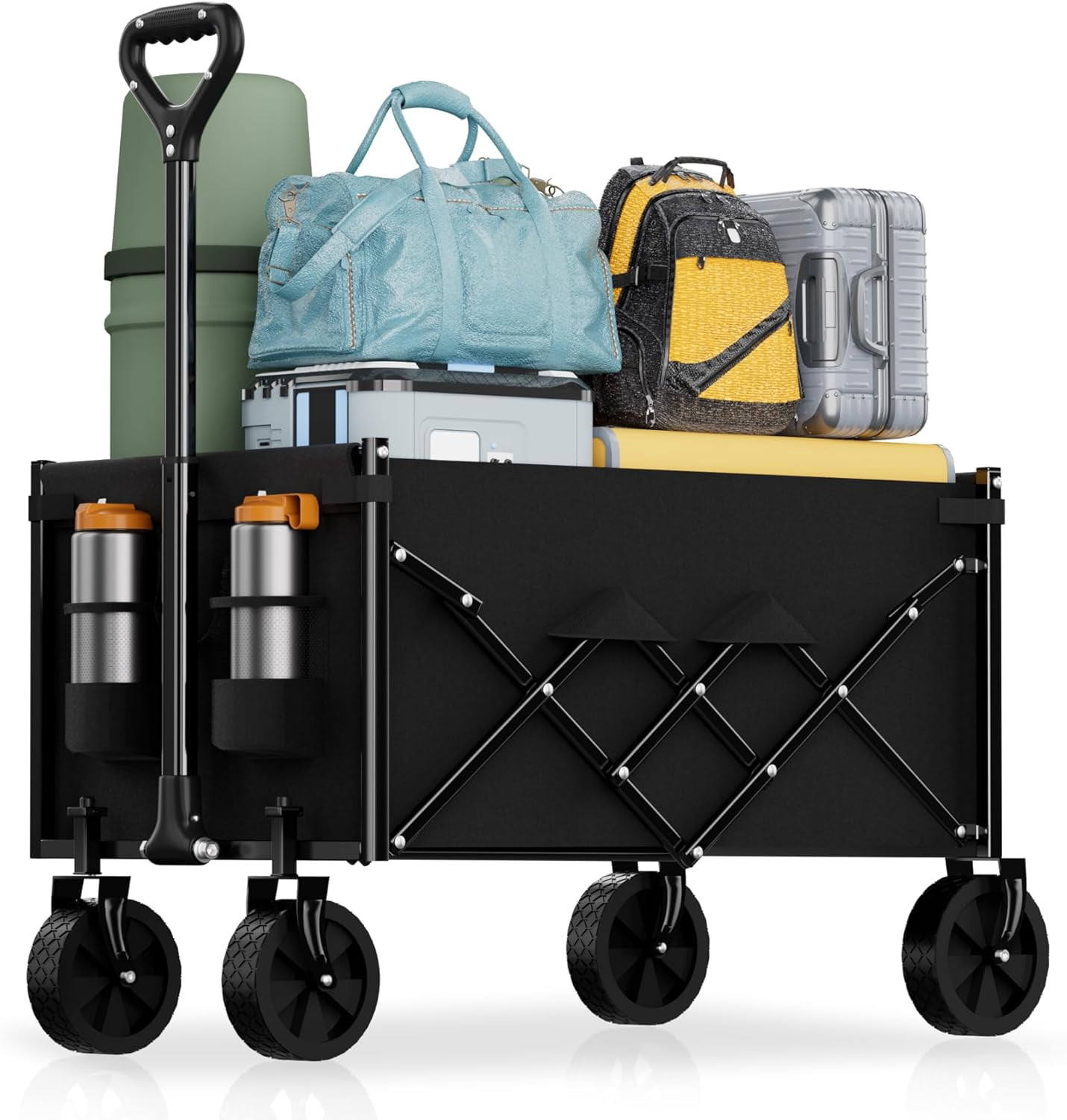 Lightweight Folding Wagon, Large Capacity Collapsible Grocery Cart on ...