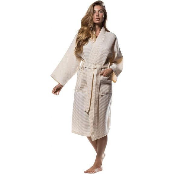 Lightweight Full-Length Robes For Women Waffle Kimono Bathrobe - Soft, Fast-Drying, Long-Lasting Cotton Blend Unisex