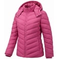thumbnail image 1 of Lightweight Full-Zip Puffer Jacket with Hood Quilted Warm Winter Coat for Women Water Resistance, Pink, 1 of 8