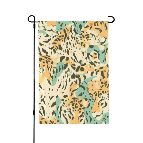 Lightweight Garden Flag Double Sided Outdoor Yard Flag Fade Resistant Garden Decor For Deck Patio Balcony Lawn 12.5"X18" Tiger Skin Print Style Lightgreen_2