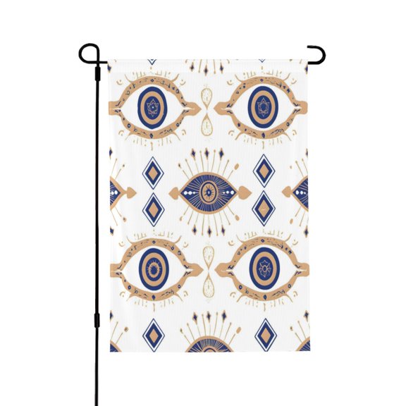 Lightweight Garden Flag Double Sided Outdoor Yard Flag Fade Resistant Garden Decor For Deck Patio Balcony Lawn 28"X40" Gold Foil Illustration Of An Evil Eye