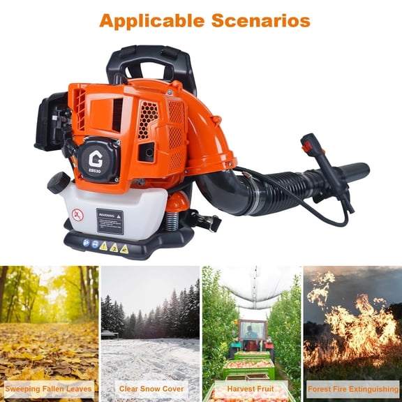 Lightweight Gas Backpack Leaf Blower – 52CC 2.2HP 2-Stroke Engine, 780 CFM, 270 MPH, Ergonomic, Low Vibration, Cruise Control, Easy Start, Powerful for Wet Leaves, Debris & Snow