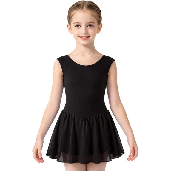 Lightweight Girls Sleeveless Chiffon Ballet Practice Dress Summer Elegant Leotard Style Dancewear Young Dancers