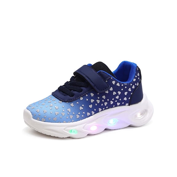 Lightweight Girls' Sneakers with Cushioned Sole Cute Heart Design Glow In The Dark Board Shoes (12M 6Y) Clothes