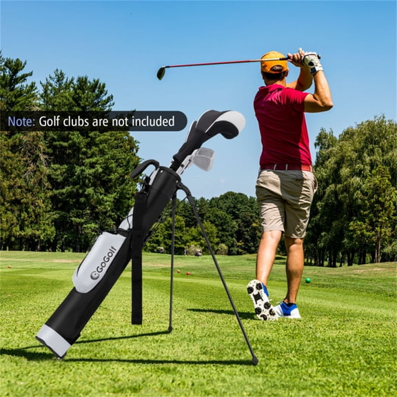 Lightweight Golf Stand Bag with Stand, 2 lbs Carry Bag, Dual Carry Options, Zippered Pocket & Drink Holder for Weekend Golfers, Grey and Black