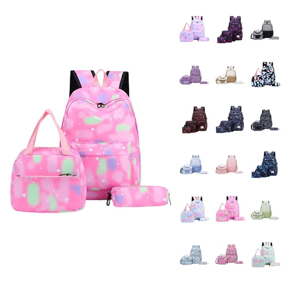 Lightweight Gradient School Backpack For Girls 3 Piece Elementary To Middle School Daypack With Pretty Day Tripper Design