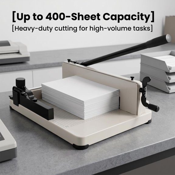 Lightweight Guillotine Desktop Cutter with Blade Cover, Heavy Duty Scrapbooking Trimmer with Grid Ruler for Classroom Craft