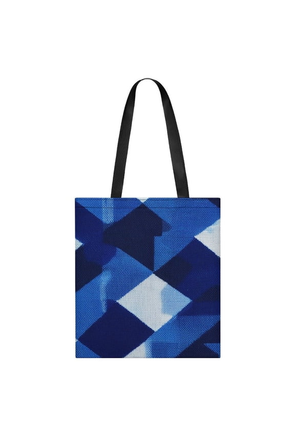 Lightweight Handbag 13.8x15.7in Can Be Reused For A Variety Of Purposes Fashion Versatile Large Capacity Design Argyle Plaid RoyalBlue_1