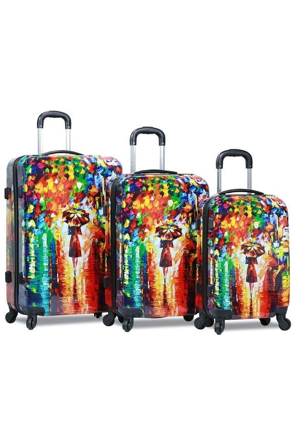 Lightweight Hardside Spinner Upright Luggage Set - Parisian Nights, 3 Piece