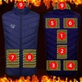 thumbnail image 1 of Lightweight Heating Vest 3 Heat Levels 9 Heat Zones Full Zip Winter Heated Unisex Clothing with Zipped Pockets (L, Blue), 1 of 4