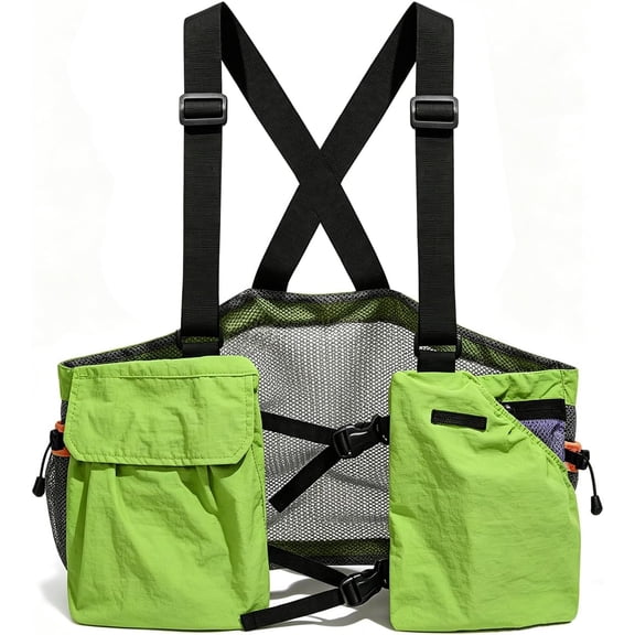 Lightweight Hiking Chest Rig Vest Bag Multi-Pocket Utility Cycling Pack for Running Camping Climbing (Green)