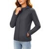 Lightweight Hiking Full Zip Shirts for Women Long Sleeve Sun Protection Hoodies Athletic Workout Jacket with Pocket (3XL, Black)