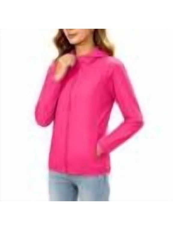 Lightweight Hiking Full Zip Shirts for Women Long Sleeve Sun Protection Hoodies Athletic Workout Jacket with Pocket (XL, Hot Pink)