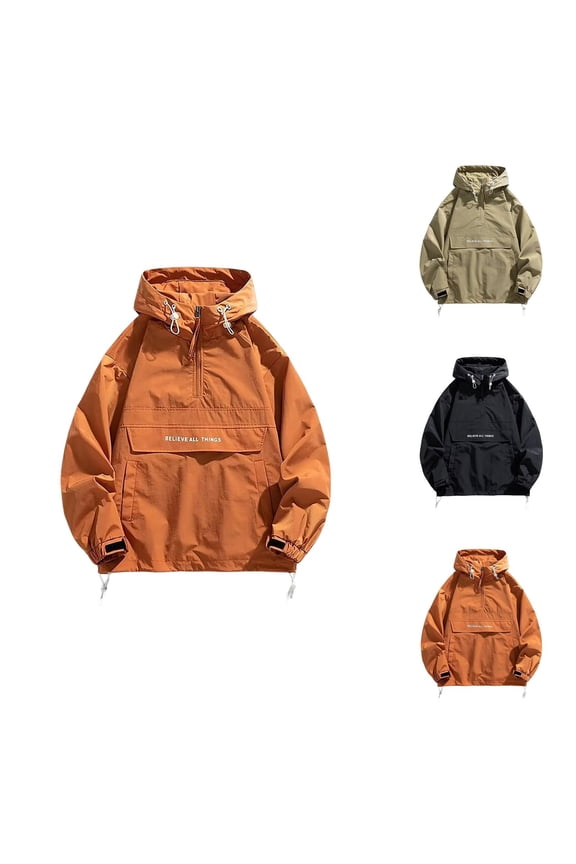 Lightweight Hiking Jackets for Men 2025 Long Sleeve Outdoor Casual Quarter Zip Pullover Jacket with Pockets Outerwear