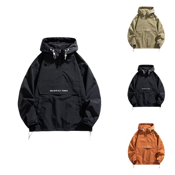 Lightweight Hiking Jackets for Men 2025 Long Sleeve Outdoor Casual Quarter Zip Pullover Jacket with Pockets Outerwear