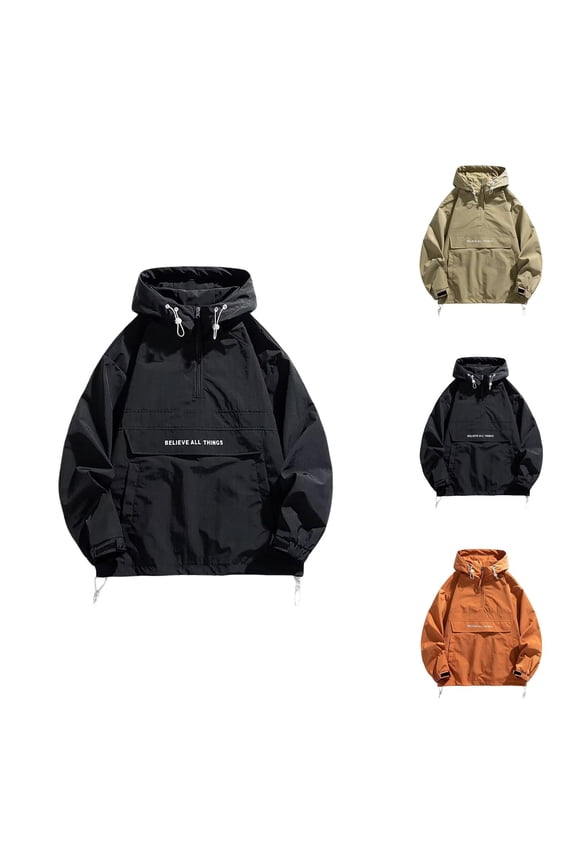 Lightweight Hiking Jackets for Men 2025 Long Sleeve Outdoor Casual Quarter Zip Pullover Jacket with Pockets Outerwear