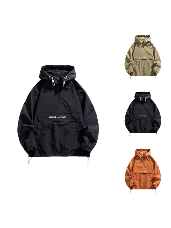 Lightweight Hiking Jackets for Men 2025 Long Sleeve Outdoor Casual Quarter Zip Pullover Jacket with Pockets Outerwear