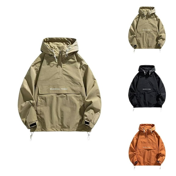Lightweight Hiking Jackets for Men 2025 Long Sleeve Outdoor Casual Quarter Zip Pullover Jacket with Pockets Outerwear