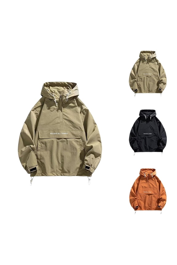 Lightweight Hiking Jackets for Men 2025 Long Sleeve Outdoor Casual Quarter Zip Pullover Jacket with Pockets Outerwear