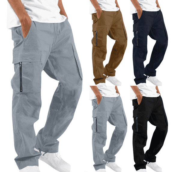 Lightweight Hiking Pants For Man Elastic Waist Joggers Athletic Active Jogger Straight Leg Pant with multiple Pockets