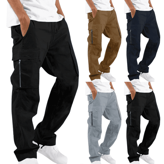 Lightweight Hiking Pants For Man Elastic Waist Joggers Athletic Active Jogger Straight Leg Pant with multiple Pockets