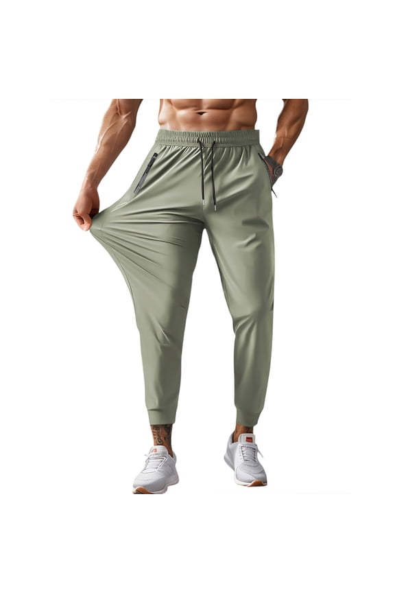 Lightweight Hiking Pants For Men Summer Quick-Dry Outdoor Sweatpants Breathable Nylon Ice Silk Elastic Jogger Pants Stretch Athletic Trousers With Zipper Pockets