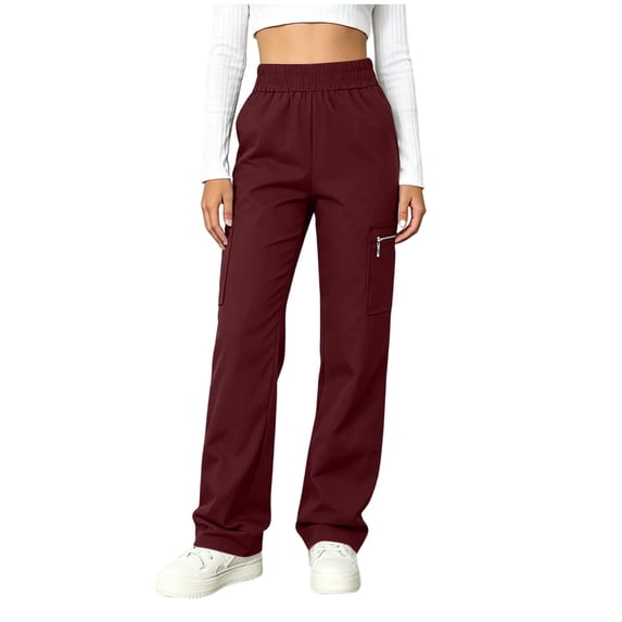 Lightweight Hiking Pants for Women Quick Dry Elastic High Waist Straight Casual Pants with Zipper Pockets for Safari Camping