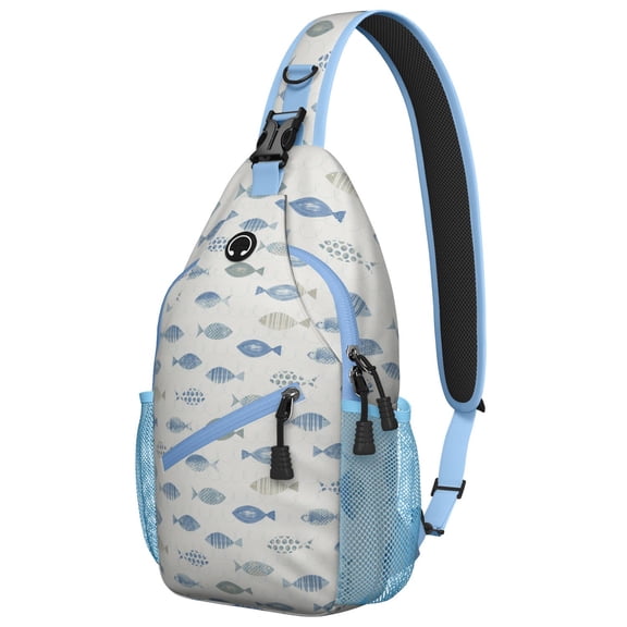Lightweight Hiking Sling Backpack Featuring Marine Life, Sea Turtle Cartoon, and Coral Reef Abstract Art, Multi-Functional Design Ideal for Travel and Outdoor Enthusiasts