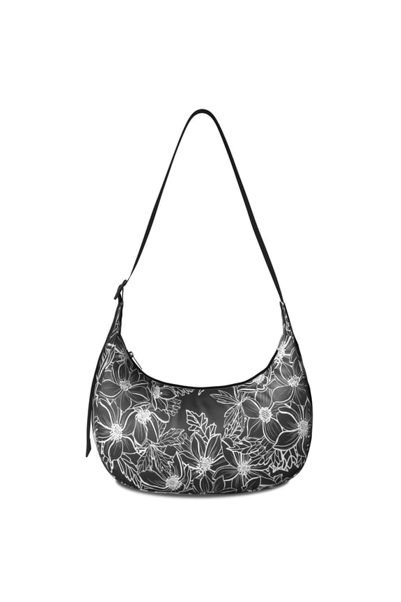 Lightweight Hobo Bag with Boho Daisy Print Adjustable Strap Smooth Zipper Nylon Material Suitable for Women and Men Perfect for Work and Travel