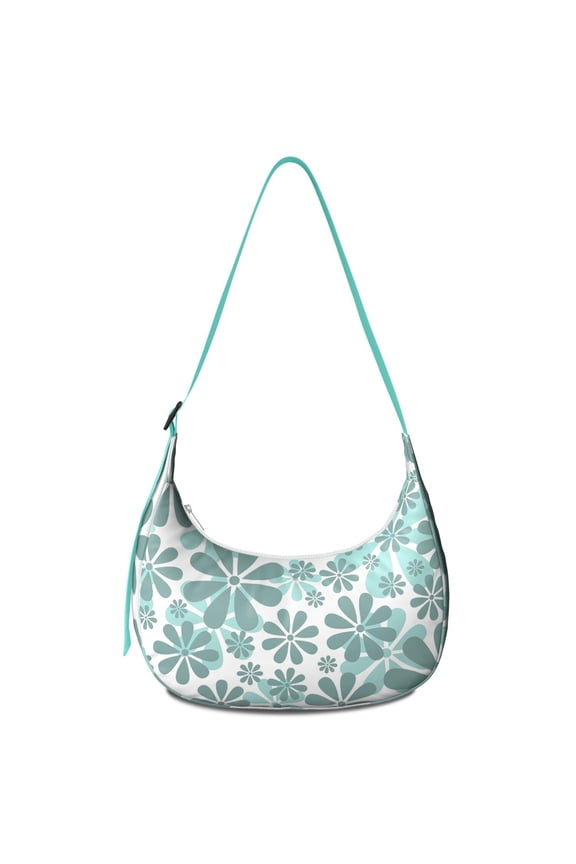 Lightweight Hobo Bag with Daisy Print Adjustable Strap Smooth Zipper Nylon Material Perfect for Travel and Outdoor Activities