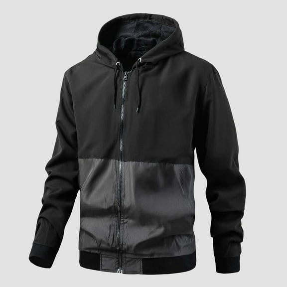 Lightweight Hooded Jacket for Men Thin Colorblocking Spring And Fall Casual Breathable Zipper Cardigan Thin Hooded Jackets Outwear Coats Tops Clothing